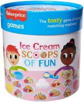 Mattel Games ​Ice Cream Scoops of Fun Kids เกมกระดาน พร้อมการ์ดถ้วยและเครื่องตักไอศกรีมของขวัญ GWN54