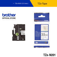 Brother TZE-N201 เทปพิมพ์อักษร ขนาด 3.5 มม. ดำ/ขาว  แบบไม่เคลือบพลาสติก