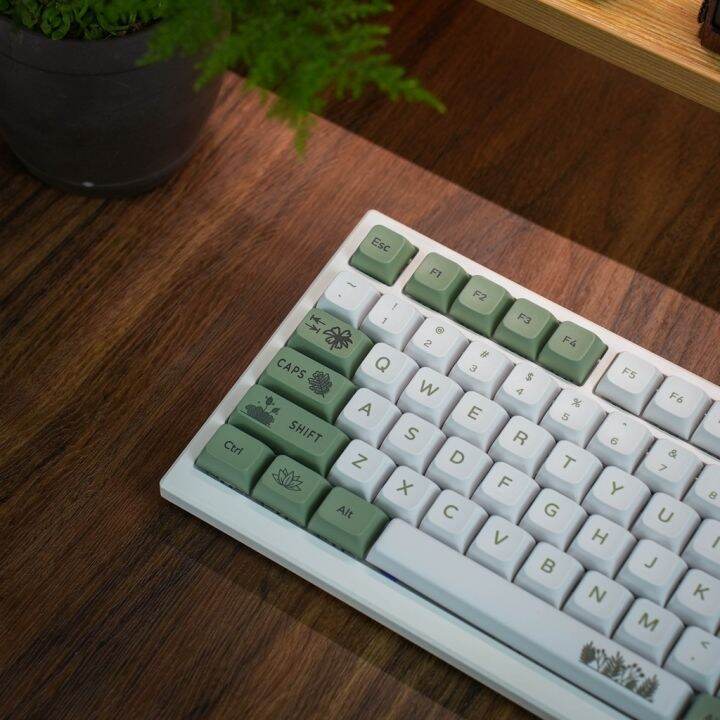 Small Fresh Style White Green Mechanical Keyboard Keycaps Forest Keycap