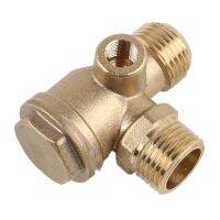 Industrial Grade 3 Port Brass Air Compressor Check Valves Pipe Connector for Male Thread Check Valves Simple Installs E65B