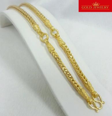 Gold-Jewelry เครื่องประดับ สร้อยคอ สร้อยทอง เศษทองคำเยาวราช ลายสี่เสา 3 ห่วง น้ำหนัก 5 บาท ความยาวสวมหัวได้