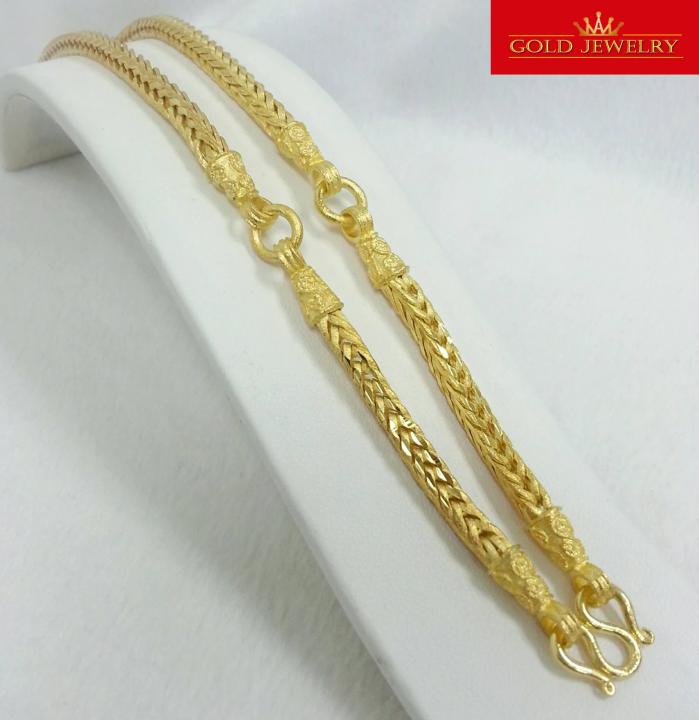 gold-jewelry-เครื่องประดับ-สร้อยคอ-สร้อยทอง-เศษทองคำเยาวราช-ลายสี่เสา-3-ห่วง-น้ำหนัก-5-บาท-ความยาวสวมหัวได้