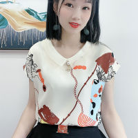 เสื้อชีฟอง Top Women S Summer 2022 New Western Style Loose Temperament Fashion Shor Tsleeve Shirt Blouses