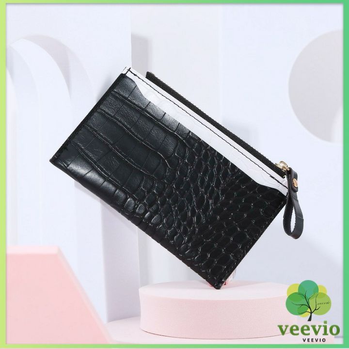 veevio-กระเป๋าสตางค์-กระเป๋าใส่เหรียญปั้มลายคลายหนังจระเข้-coin-purse-มีสินค้าพร้อมส่ง