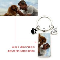 Custom DIY Dog Photo rectangle  Keychain I Love Dog Glas Crystal Pendant Mini Heart Keychain Man Girl Key Favorite Gift Souvenir Key Chains