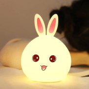 New Cute Rabbit Silicone Night Light LED Pat Touch Control Bedside Night