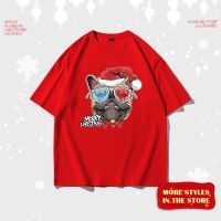 เสื้อยืดผ้าฝ้ายเสื้อยืดผ้าฝ้าย เสื้อยืดคริสต์มาสHillsionly Plus Size Womens Cal Round Neck Christmas Print Short Sleeve Tshirt Top