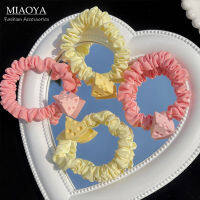 MIAOYA Fashion Jewelry Shop 2 สายยางหลากสีสำหรับสุภาพสตรี เชือกผูกผมดีไซน์ชีสสำหรับนักเรียน ของขวัญวันเกิดที่สวยงาม