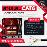 Apollo สายแลน Lan CAT6 UTP  Cable Outdoor สำหรับใช้ภายนอก 100m./Box สายแลนอินเตอร์เน็ท สายสัญญาณสำหรับ NETWORK  และกล้องวงจรปิด CCTV