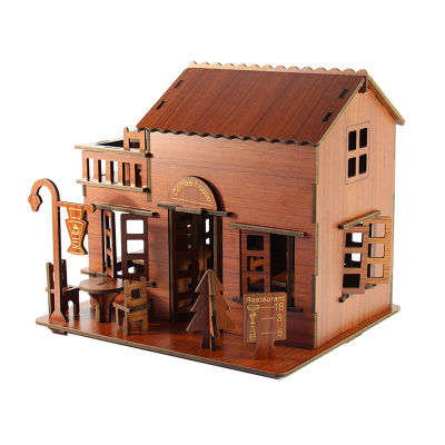 3D Wooden Puzzle Toys Jigsaw Architecture DIY House Villa Kids Boys Girls Educational Music Box House Paper Puzzle for Children