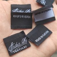 【LZ】✴  Etiquetas tecidas pretas da roupa etiquetas duráveis do vestuário do poliéster etiquetas da dobrável do laço costume 2.5x4 cm 1000 PCes