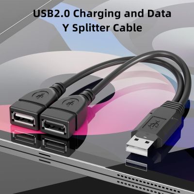 USB 2.0 Power Supply Extension Cable Connectors A Male to Dual USB Female Y Splitter Charging Data Cable for Laptop PC Car TV