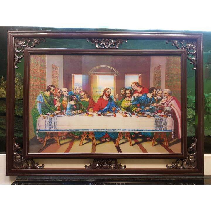 3D Last Supper Wall Decor with Wood Frame 53cm x 73cm Lazada PH