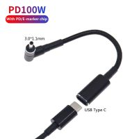 USB Type C Female to 3.0x1.1mm Male Plug Converter 100W USB C PD Fast Charging Cable for Acer Asus Laptop Charger DC 3.0x1.1