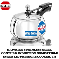 Hawkins Stainless Steel Contura Induction Compatible Inner Lid Pressure Cooker, 3.5 Litre, Silver (SSC35)