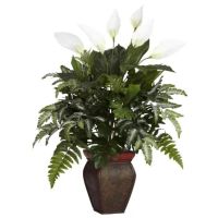 เกือบธรรมชาติ29 "ผสมสีเขียวกับ Spathiphyllum Polyster พืชเทียมสีเขียว