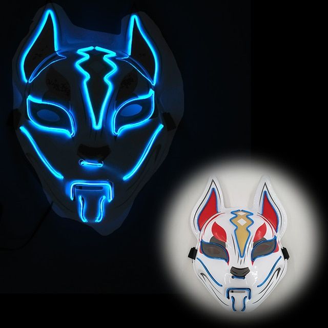 Demon Slayer Glowing EL Wire Mask Kimetsu No Yaiba Characters Cosplay Costume Accessories Japanese Anime Fox Halloween LED Mask