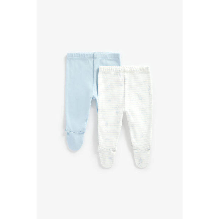 กางเกงเลกกิ้งเด็กทารก-mothercare-blue-and-cloud-organic-cotton-leggings-2-pack-za274