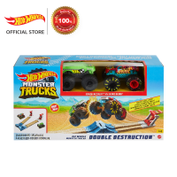 Hot Wheels Monster Trucks Double Destruction Play Set ฮอตวีล มอนสเตอร์ทรัคส์รางปล่อยรถแบบปรับทิศทางได้ (GYC80 CH)