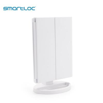 smartloc 2X Magnifying LED Light Touch Screen Desktop Makeup Mirror Bathroom Bath Mirrors Vanity Toilet Cosmetic 360 Rotating