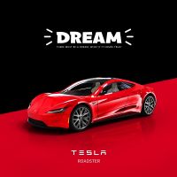 [AhQ ornaments] Time Micro 1:64 Tesla Roadster รถสปอร์ตโมเดลรถจำลองสำหรับผู้ใหญ่