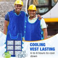 2 Pcs Cooling Vest Blue Cooling Vest Polyester Cooling Vest with 48 Pcs Ice Pack Adjustable Ice Vest for Men Women Hot Weather Working Running Fishing Cycling