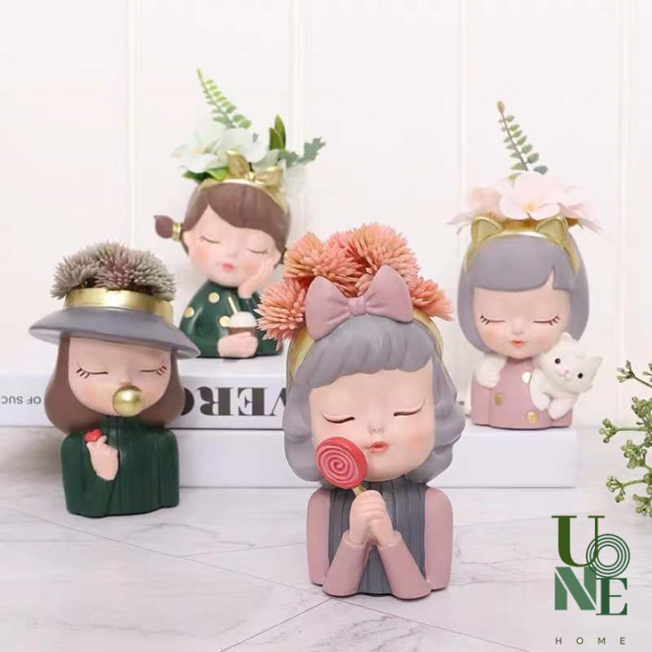 uonehome-พร้อมส่ง-h038-รูปปั้นกระถางดอกไม้-แต่งสวนน่ารัก-รูปปั้นเรซินเด็กสาว-สไตล์โมเดิร์น-ของแต่งบ้าน-แต่งสวน