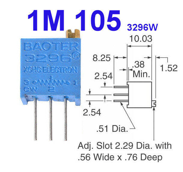 (5ชิ้น)VR เกือกม้า 1 Mohm (105) 3296W Trimpot Variable Resistor ...