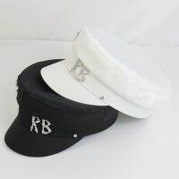 Brand Designer Satin Diamond R B Letter Newsboy Caps Women Flat Militray Hat Adjustable Women Beret Hats Gorras Mujer