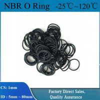 【2023】50pcs NBR O Ring Oil Seal Gasket Thickness CS 1mm OD 3~80 mm Automobile Nitrile Rubber Round Shape Corrosion Resist Washer Black