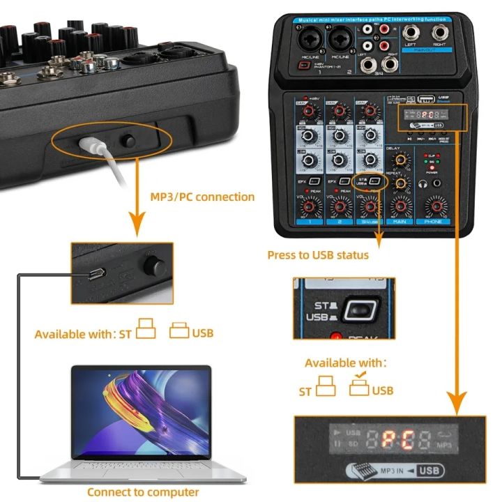 audio-mixer-4-channel-usb-audio-interface-mixerdj-sound-controller-interface-with-usbbuilt-in-48v-phantom-power-for-studio