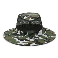 【CC】 Men Mesh Outdoor Sport Fishing Hat Wide Brim UV ArmyGreen Camouflage Cap