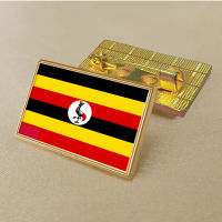 Uganda flag pin 2.5*1.5cm zinc die-cast PVC colour coated gold rectangular medallion badge without added resin