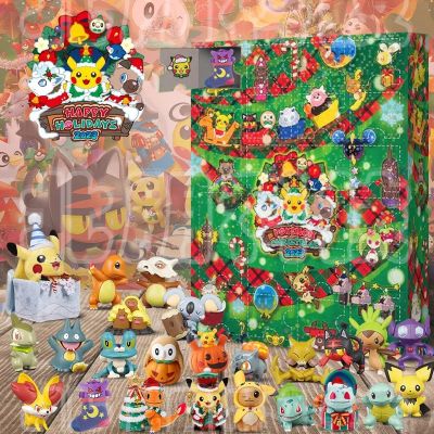 【LZ】❉  Anime Pokemon Calendário do Advento de Natal para Crianças Action Figures Kawaii Modelo Pikachu Coleção de Bonecas Brinquedos para Meninos 24Pcs