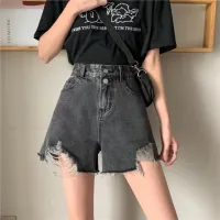 High-Waisted Denim Shorts Womens Summer Thin Section 2021 New Hong Kong Style Net Red Tide Ins Straight Tube Slim And Loose A-Line Wide Legs