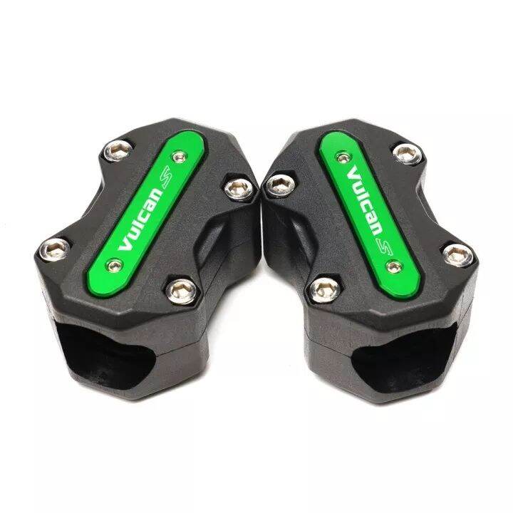 thumbnail image 2 of Motorcycle Handlebar End Plugs For Vulcan S 650 (VN650) 2015-2025 – Aluminum & Rubber Grips, Bar Sliders, Green 2 of 13