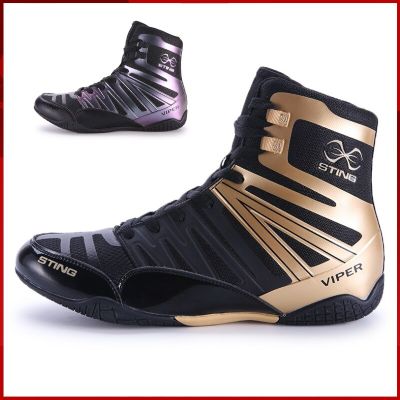 2023 Pro Boxing Shoes for Men High-top Wrestling Shoes Boxing Fighting Training Boots Breathable Lace Up Lace Up Boots