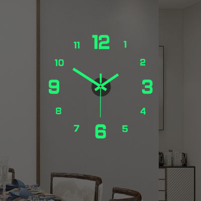 นาฬิกาดิจิตอลเรืองแสงที่เรียบง่ายสร้างสรรค์ สไตล์ยุโรป diy นาฬิกาแขวนเงียบ ห้องทำงานห้องนั่งเล่นสติกเกอร์ติดผนังแบบไม่เจาะรู ~