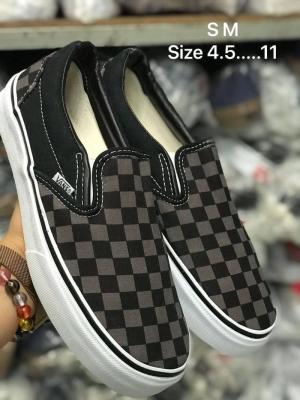 รองเท้าผ้าใบแฟชั่นแวน.Vans Slip On Checkerboard Grey&Black  ชาย-หญิง (New)