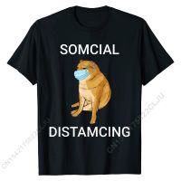 Somcial Distamcing Cheems Dog Funny Shiba Inu Dank Meme T-Shirt Tops Tees Funny Casual Cotton Men Tshirts Casual