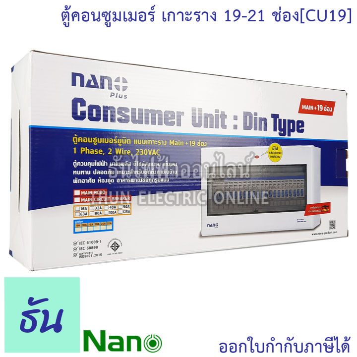 nano-ตู้คอนซูมเมอร์-19-21-ช่อง-เกาะรางdin-ตู้เปล่า-cu19-ตู้เกาะราง-ตู้ไฟ-ตู้คอนซูมเมอร์ยูนิต-แบบเกาะราง-นาโน-ธันไฟฟ้า