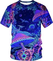 Fiswaki Novelty Mushroom Mens T-Shirt 3D Print Trippy T-Shirt