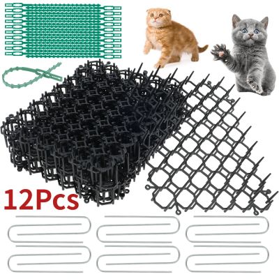 【YF】 12Pcs 15.5CMx20CM Garden Prickle Strip Dig Stop Cat Repellent Deterrent Mat Spike Portable Anti-Cat Dog Outdoor Supplies
