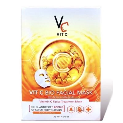 VC Vit C Whitening Mask 33ml 1กล่อง 6แผ่น