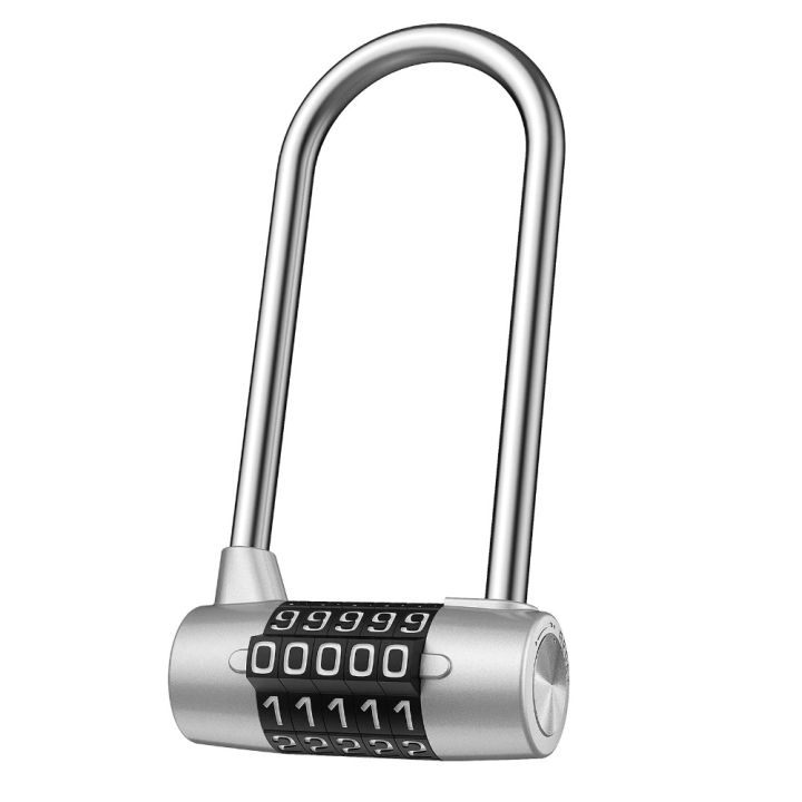 dtrade-กุญแจรหัส-5-หลัก-รหัสตัวเลข-ทรงโค้งยาว-ห่วงเหล็กชุบแข็งหนา-7-มม-5-dial-combination-password-lock-coded-lock-long