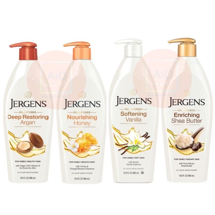 Jergens Lotion Moisturizer Oil Infused Shea Butter Argan Vanilla Honey Daily Moisture Original