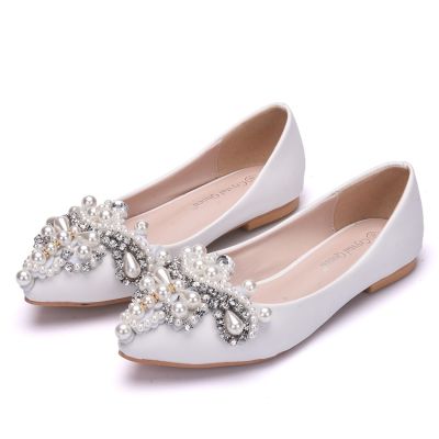 Big yards pointed flat shoes leisure single diamond beads shoes big yards single flat with big yards for womens shoes
