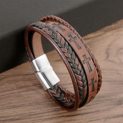 Fashionable Leather Bracelet For Men Vintage Handwoven Hip-Hop Punk Bracelets Hand Jewelry Gifts Dropshipping Wholesale