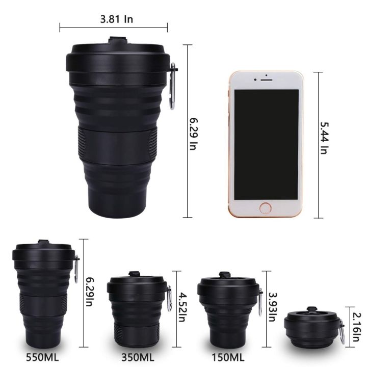 high-end-cups-ถ้วยกาแฟซิลิโคนพับได้พร้อมฝาฟาง550มล-foldingleakbpa-ฟรี-reusablewater-bottleblack