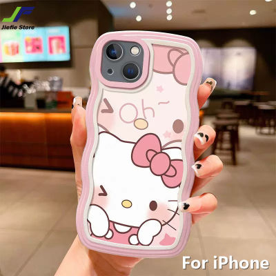 JieFie ขอบคลื่นน่ารักเคสโทรศัพท์สำหรับ iPhone 14 Pro Max 13 Pro Max 12 Pro Max 11 Pro Max 6 6S Plus 7 8 Plus XR X XS Max การ์ตูน Hello Kitty ซองนุ่มกันกระแทกฝาครอบโทรศัพท์